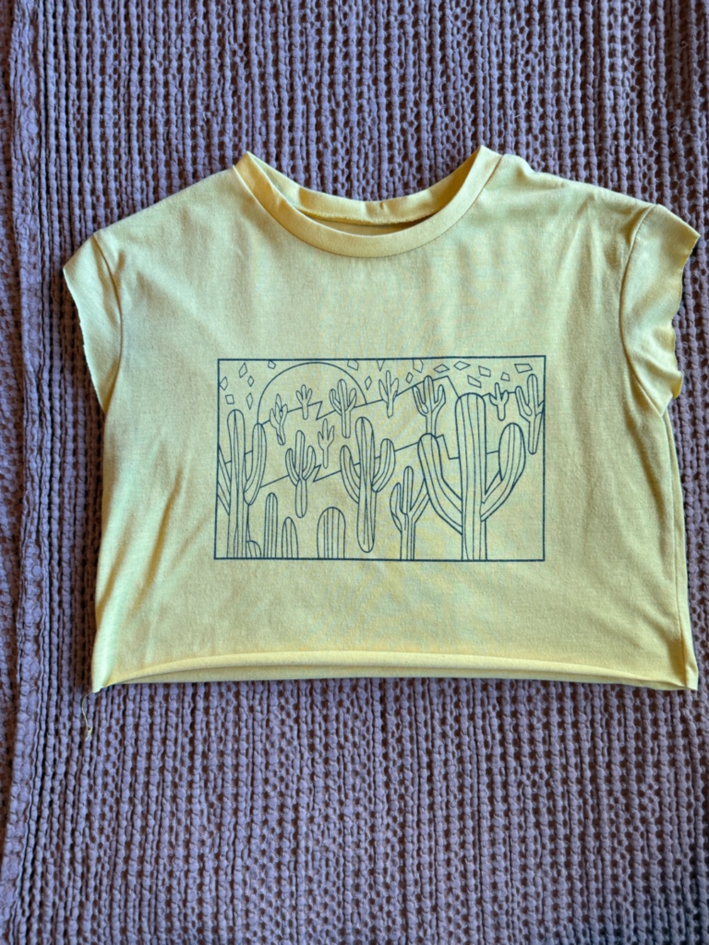 Yellow Cactus Graphic Crop Top